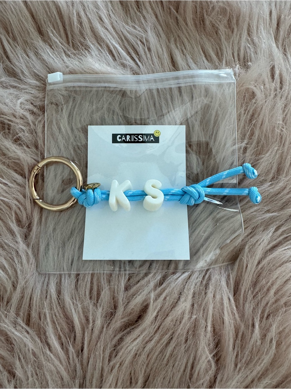 Carissima Blue Initial Key & Card Holder with Gold Ring - K S
